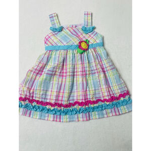 Girls Rare Editions Plaid easter Dress 24 Months Pink Blue